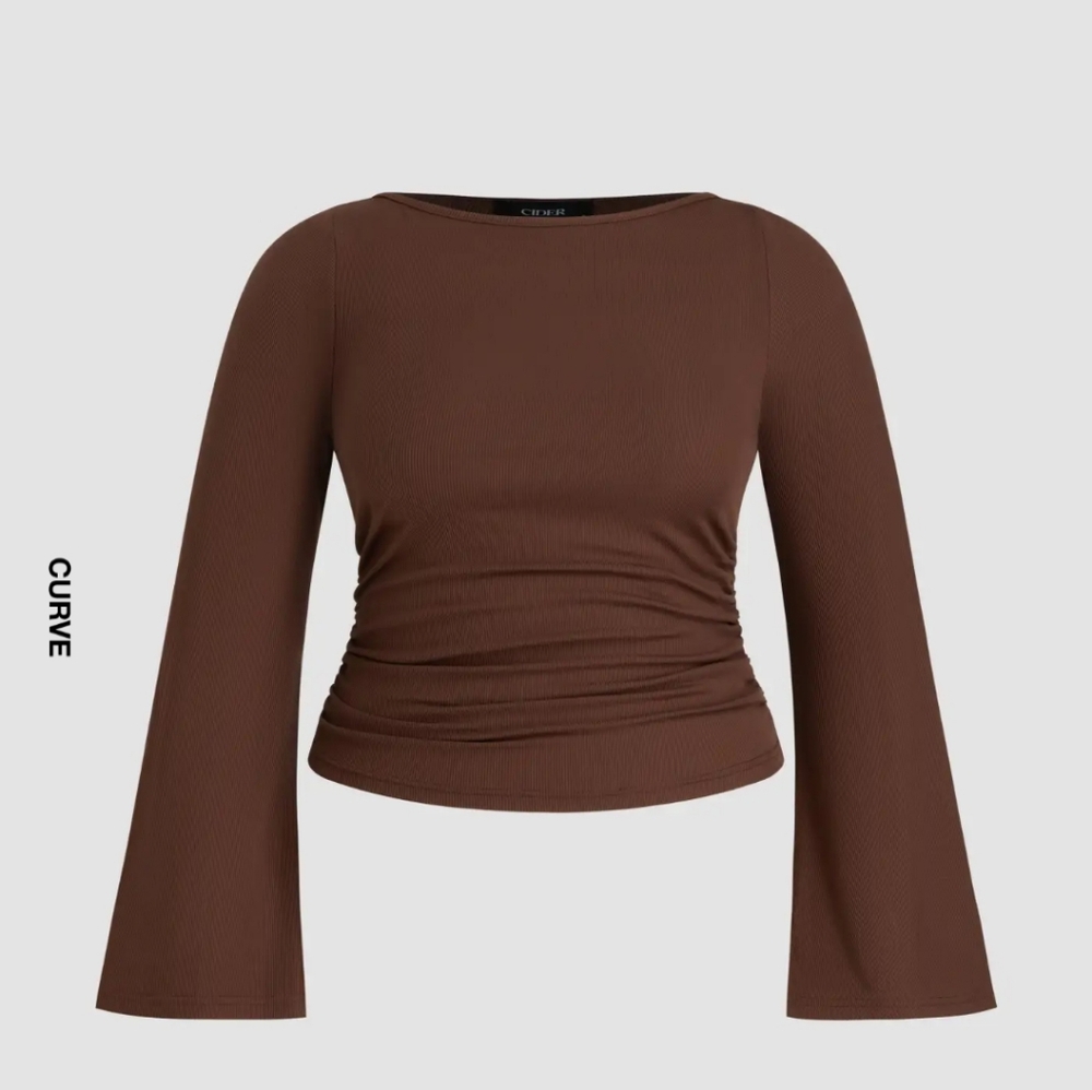Cider Brown Long Sleeve Top